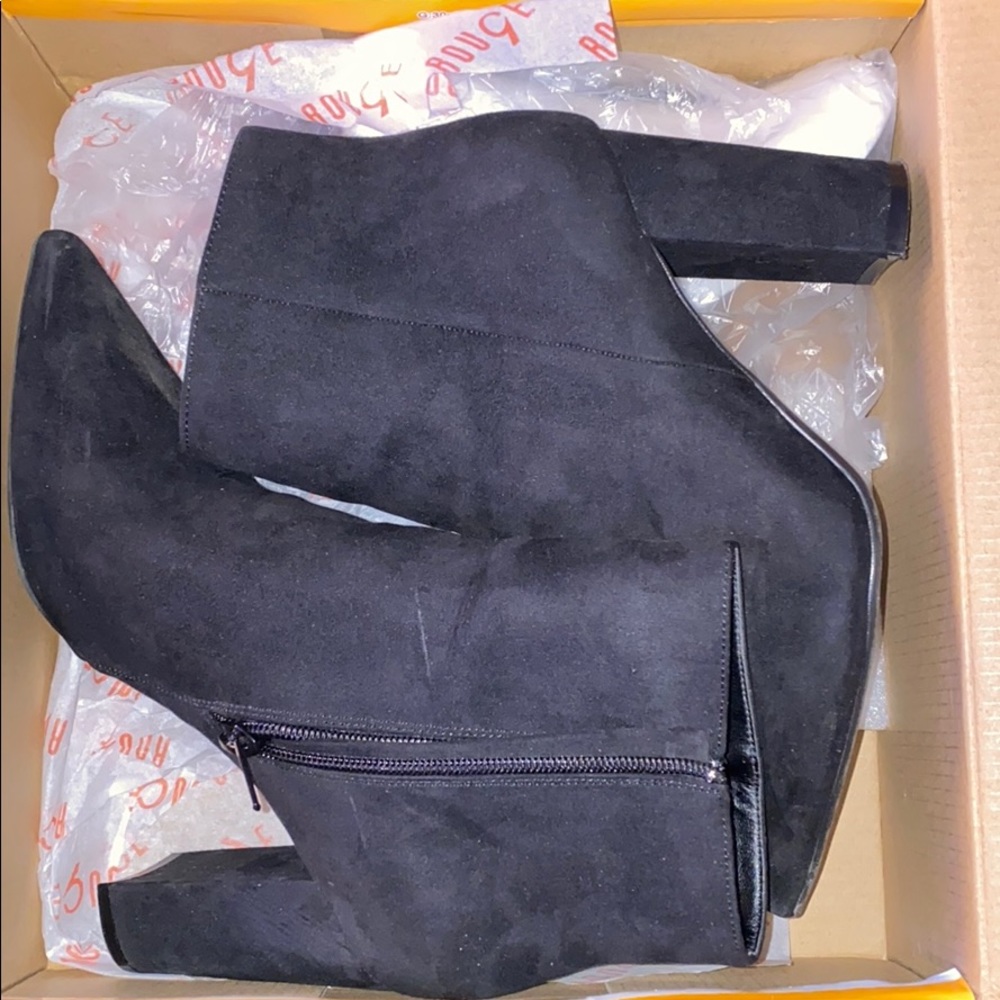 Black Suede Heeled Boots